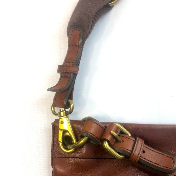 Fossil Women’s Long Live Vintage Leather Explorer Hobo Bag Dark Brown - Picture 14 of 16